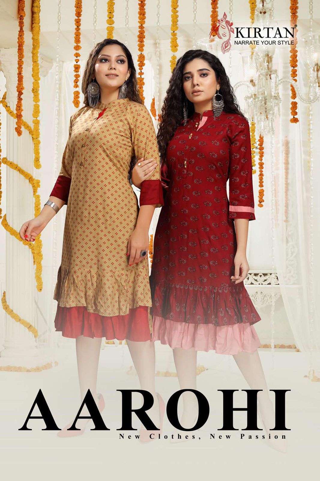 Kirtan aaorhi series 1001-1008 rayon print kurti 