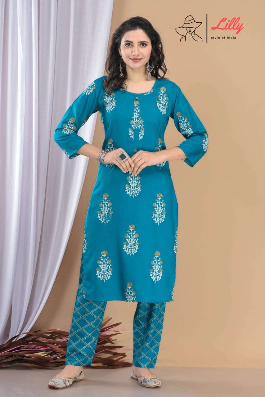 Lilly style meena-4 falsa rayon print kurti with bottom 