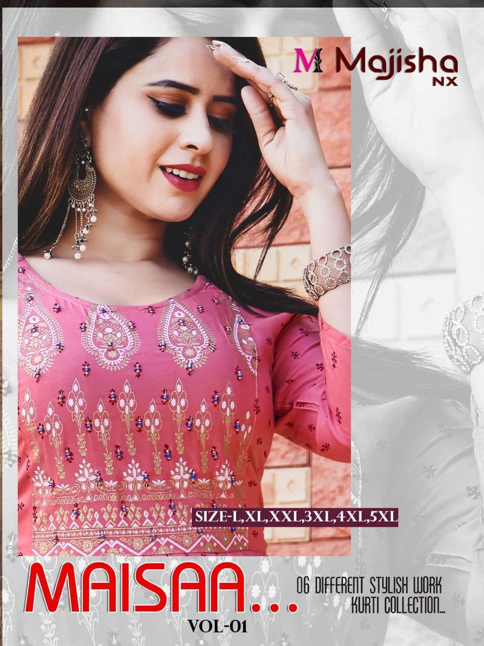 majisha nx maisaa vol 1 series 1001-1006 14 kg rayon kurti 