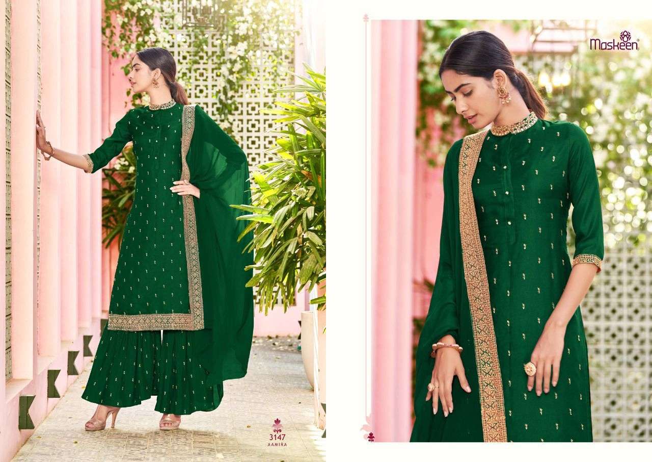 MASKEENJI AAMIRA-2 DESIGNER PURE SOFT SILK SUIT 