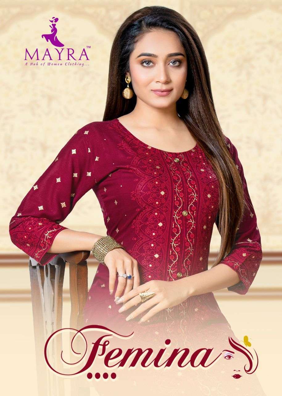 mayra femina series 25001-25008 rayon slub 14 kg kurti 