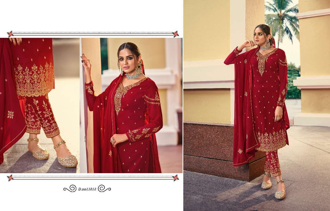 meera zisa vol 65 series 11811-11816 georgette with embroidery suit 