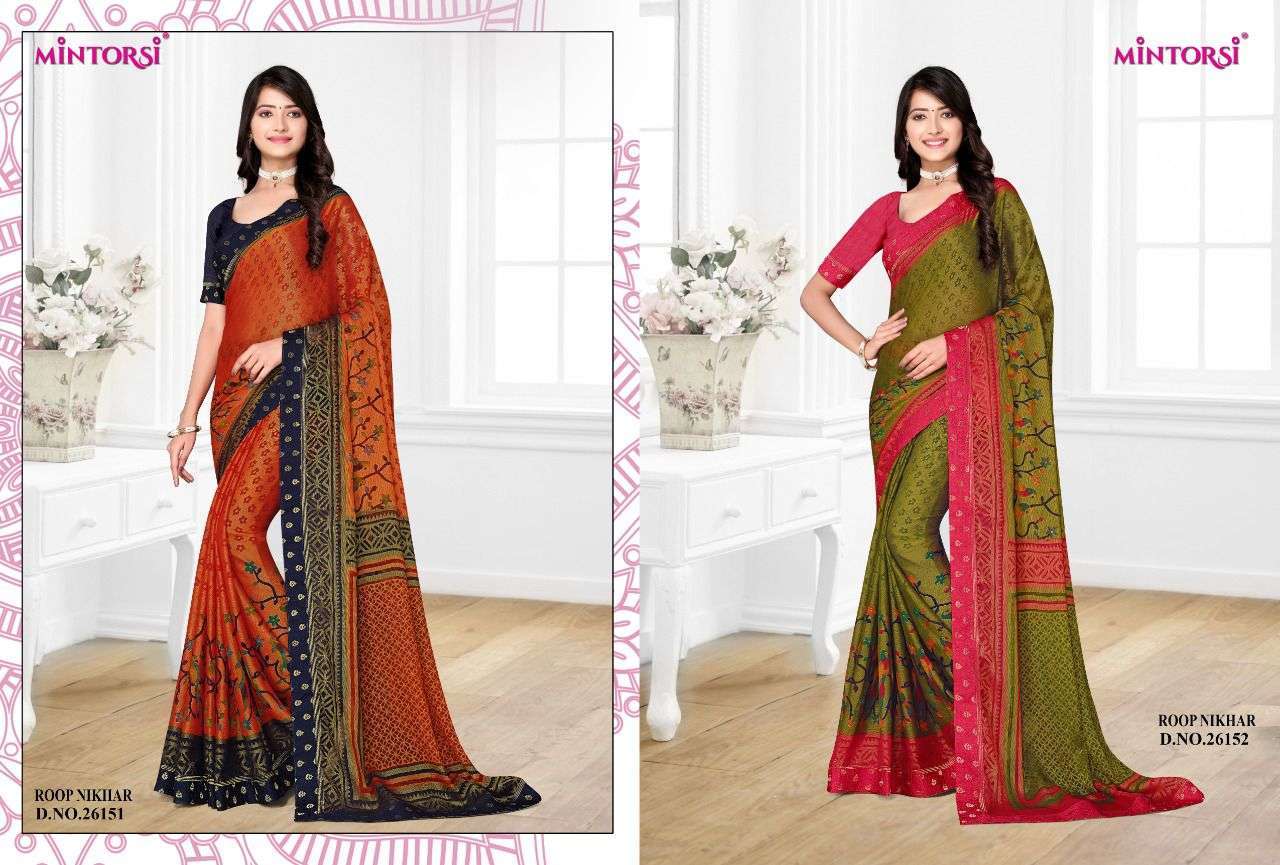 mintorsi roop nikhar series 26151-26158 Chiffon Brasso saree