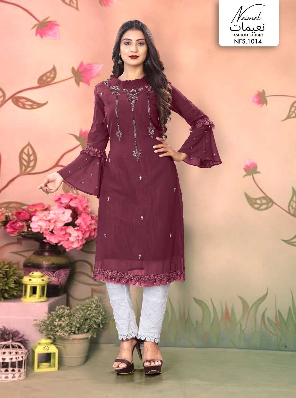 NAIMAT FASHION STUDIO NFS-1014 DESIGNER PURE GEORGETTE TUNICS 