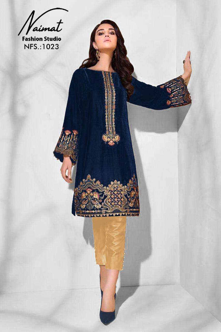 NAIMAT FASHION STUDIO NFS-1023 DESIGNER 9000 VELEVT TWO TONE KURTI