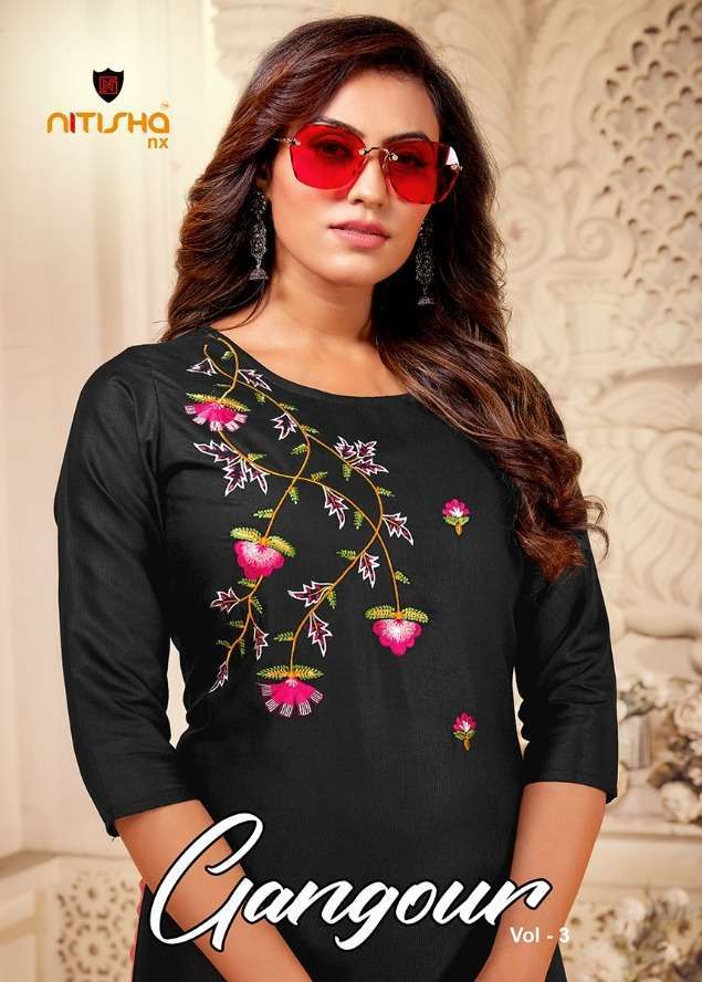 nitisha nx gangour vol 3 series 3001-3008 heavy soft cotton slub kurti 