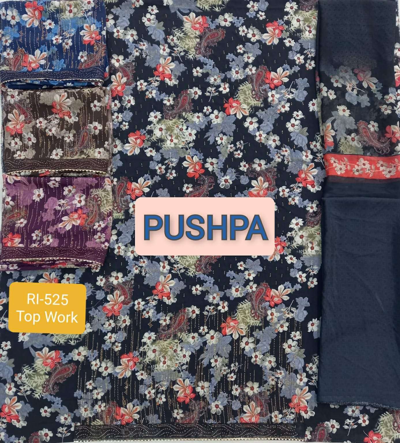 pushpa collection french crepe dress materials