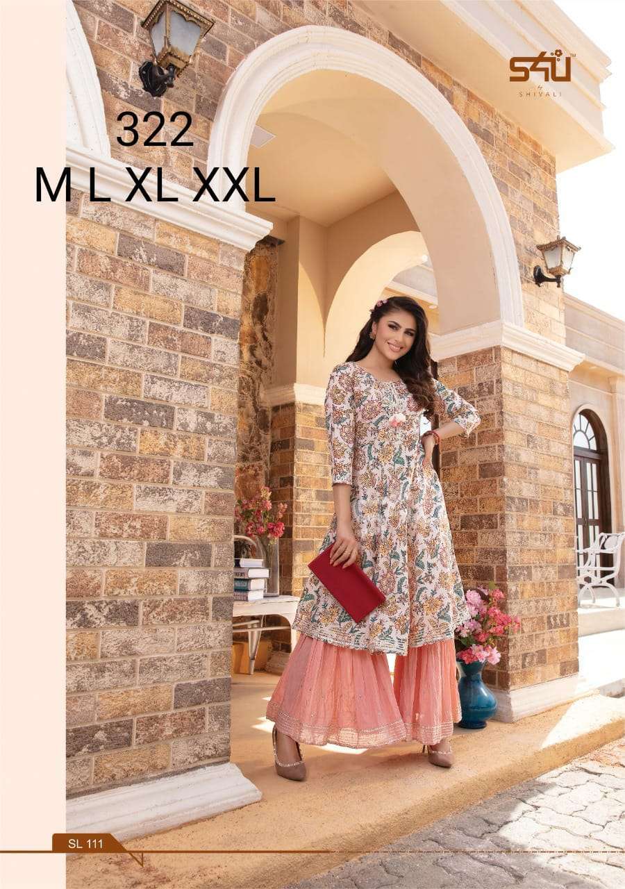 s4u 322 design combo set of kurti with sharara design