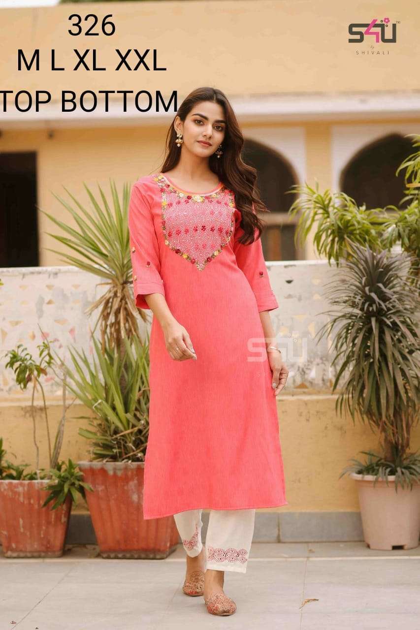 s4u 326 design combo set of kurti with bottom pant