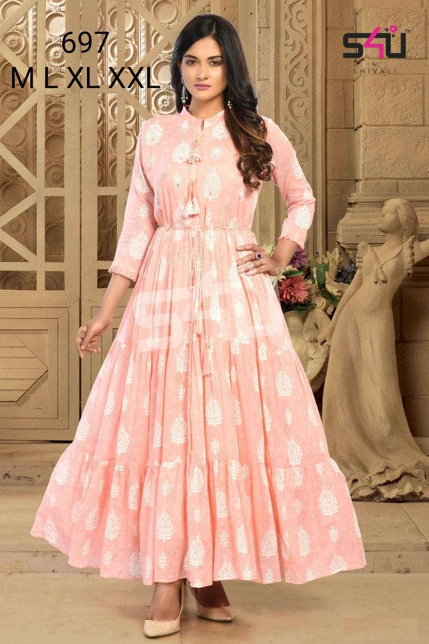 s4u 697 design combo set of flair style anarkali kurtis