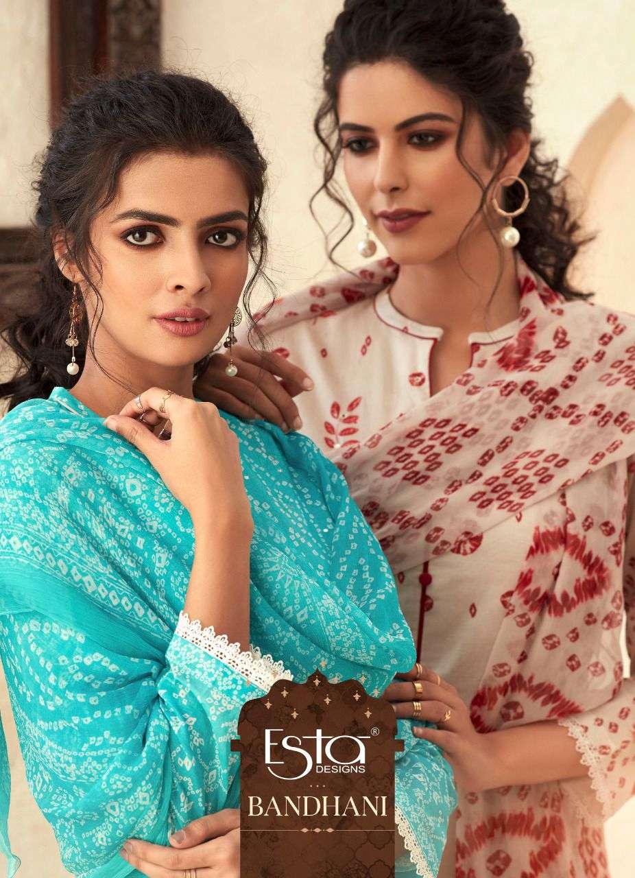 SAHIBA ESTA DESIGNS BANDHANI DESIGNER HEAVY CHIFFON SUIT 