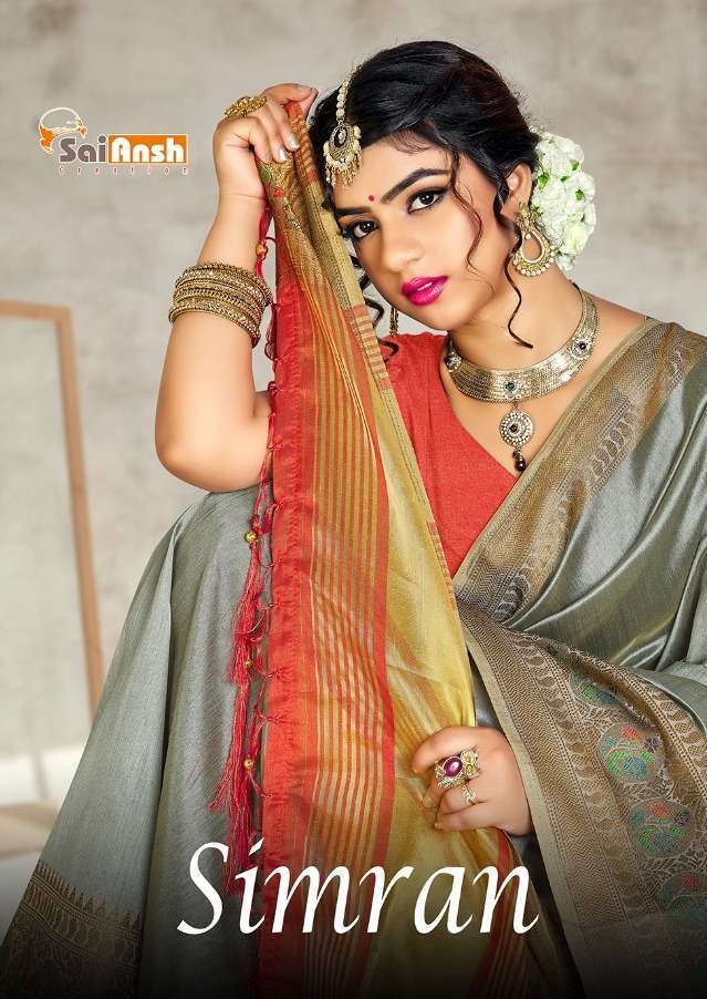 sai ansh creation simran series 1001-1006 tussar border saree