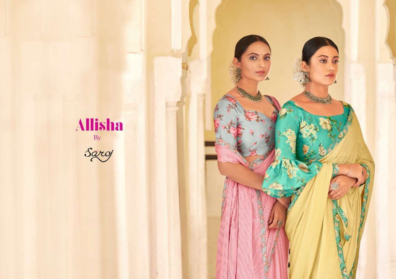 saroj allisha series 1001-1006 weightless pattern saree