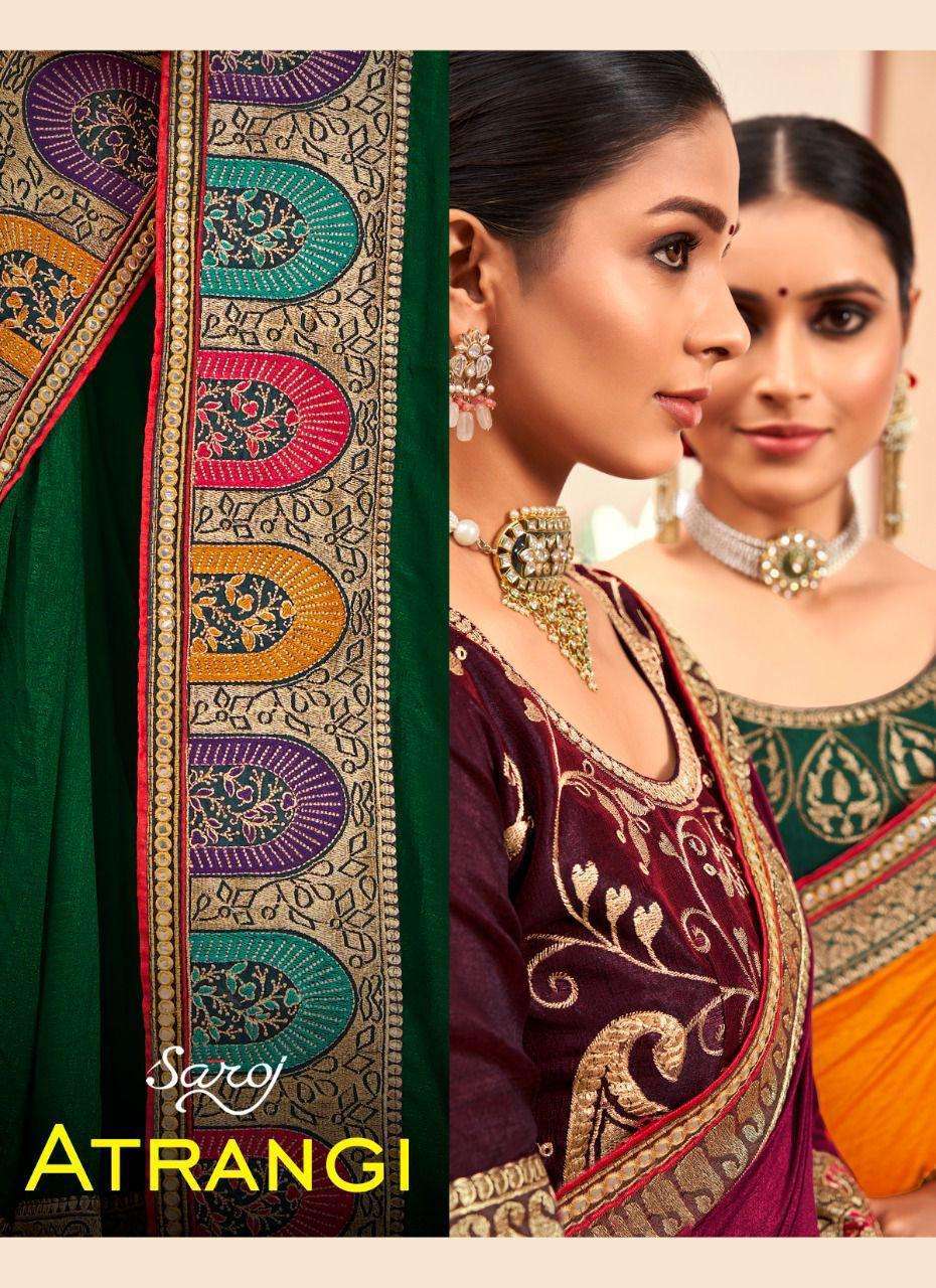 saroj atrangi series 251001-251006 Soft Vichitra Silk with Heavy Border saree