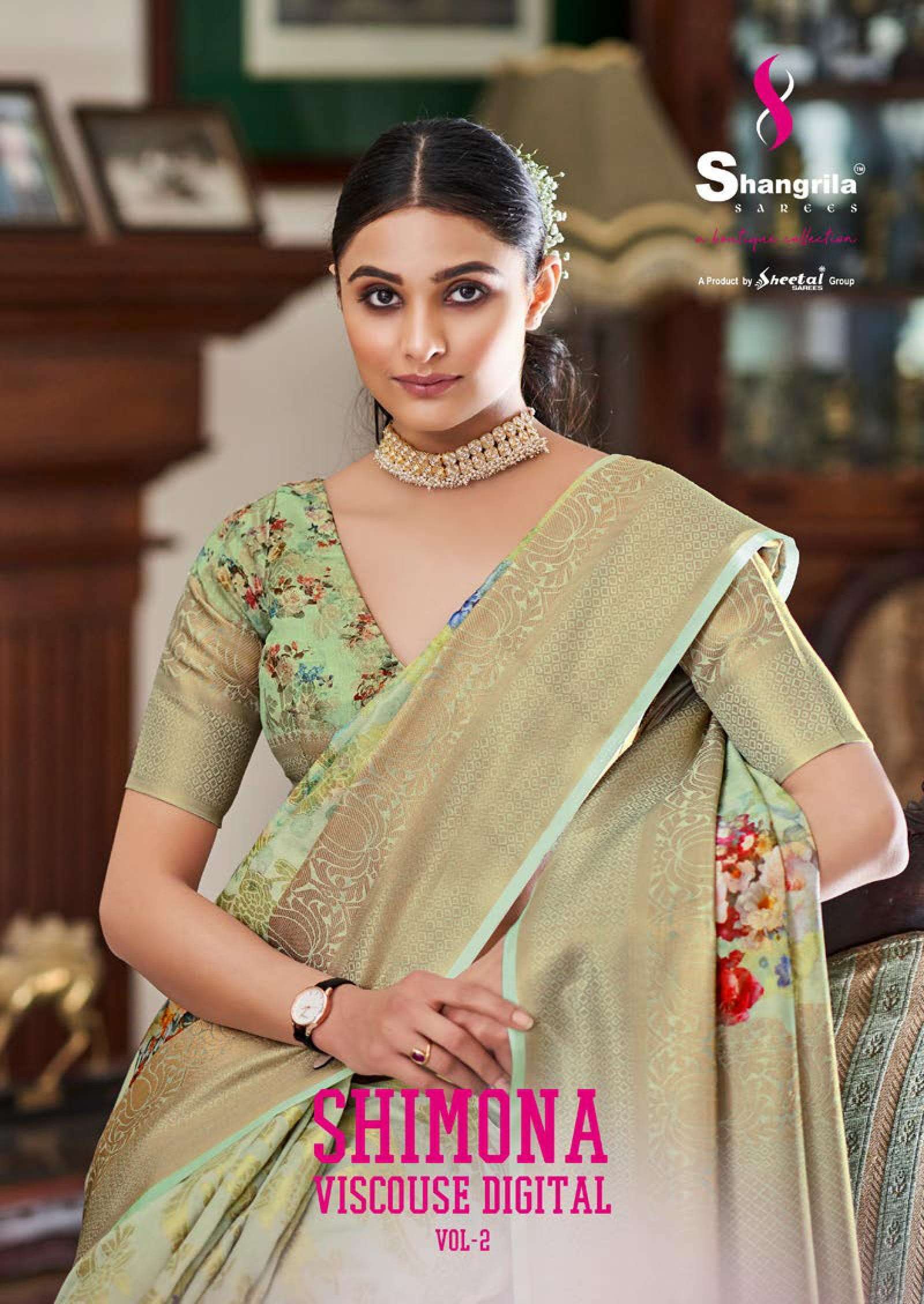 shangrila shimona viscouse digital vol 2 series 70261-70268 soft viscose zari weaving saree