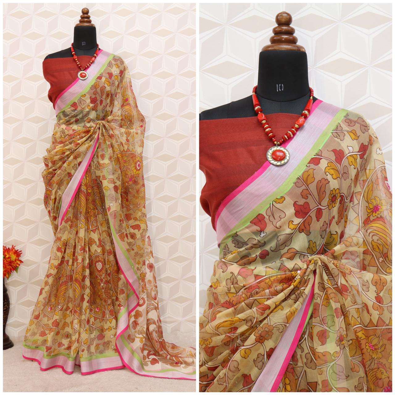 shreyans fashion shine star Organza Cotton saree