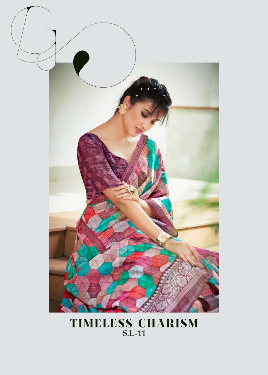 shvetambar spot light series 01-12 linen tissue saree