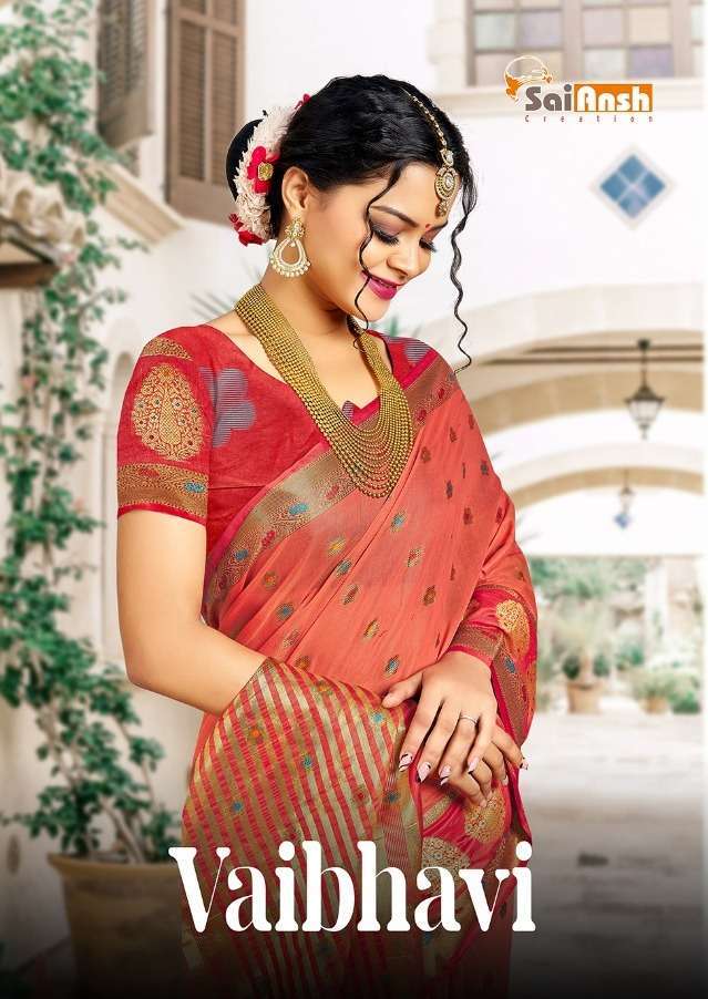 VAIBHAVI BY SAI ANSH SAREE BANARASI COTTON FANCY SAREE