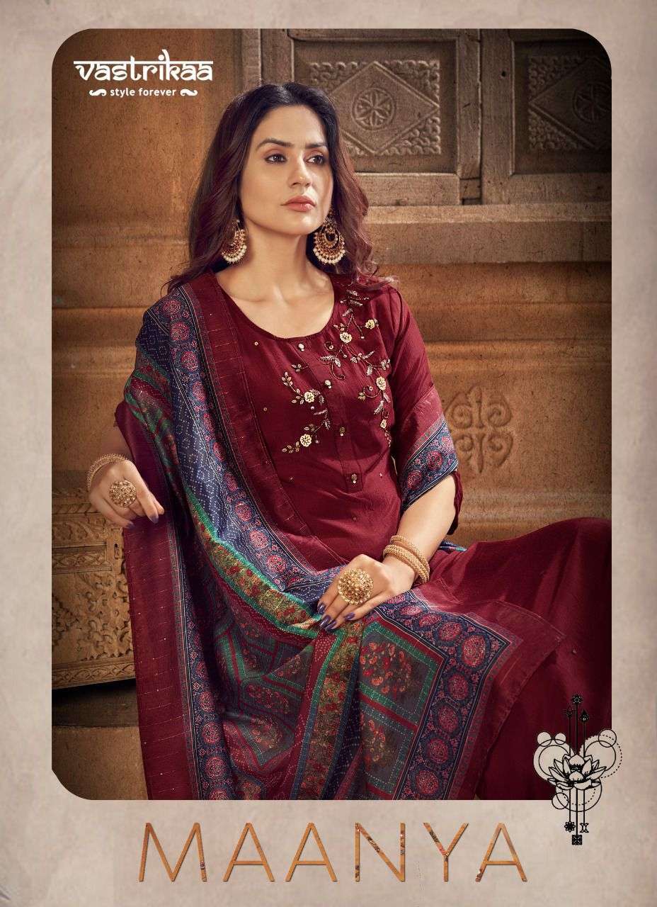 vastrikaa maanya series 183-188 chinon silk readymade suit 
