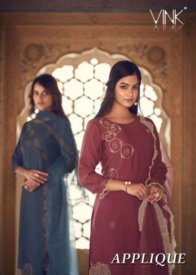 vink applique series 1411-1416 pure viscose readymade suit 
