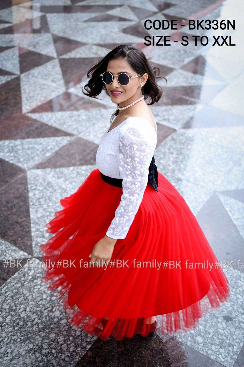X-LADY CHRISTMAS BELL DESIGNER CHIKANKARI NET DRESS