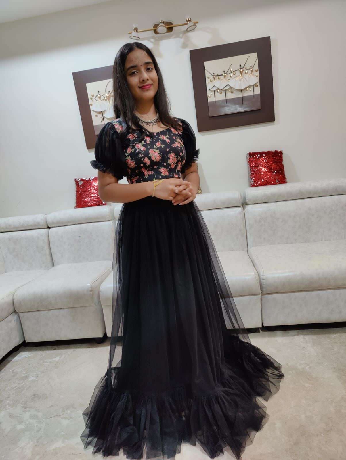 X-LADY SWEETY DESIGNER ORGANZA FULL FLAIR GOWN 