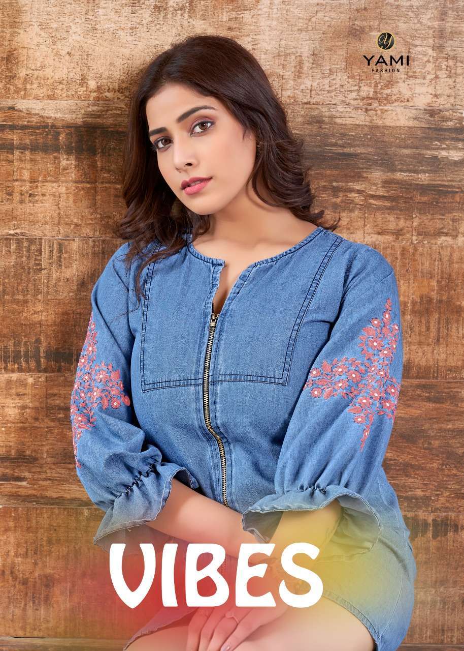 yami fashion vibes series 5621-5629 denim with machine embroidery tunic 