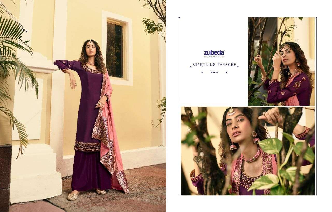 ZUBEDA MANZRI DESIGNER SATIN GEORGETTE SUIT 