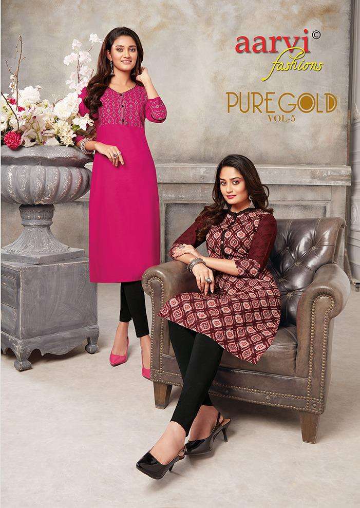 Aarvi Pure Gold Vol-5 series 5091-6000 Rayon kurti