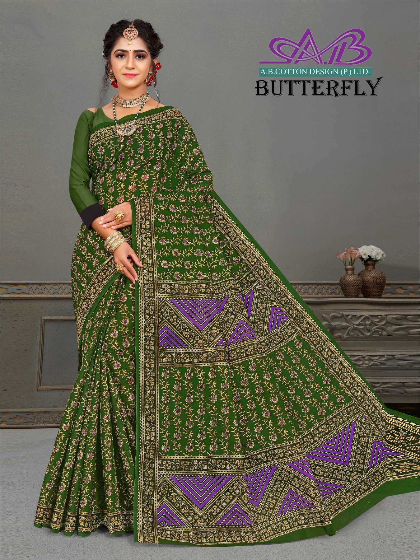 ab cotton butterfly mul mul cotton saree