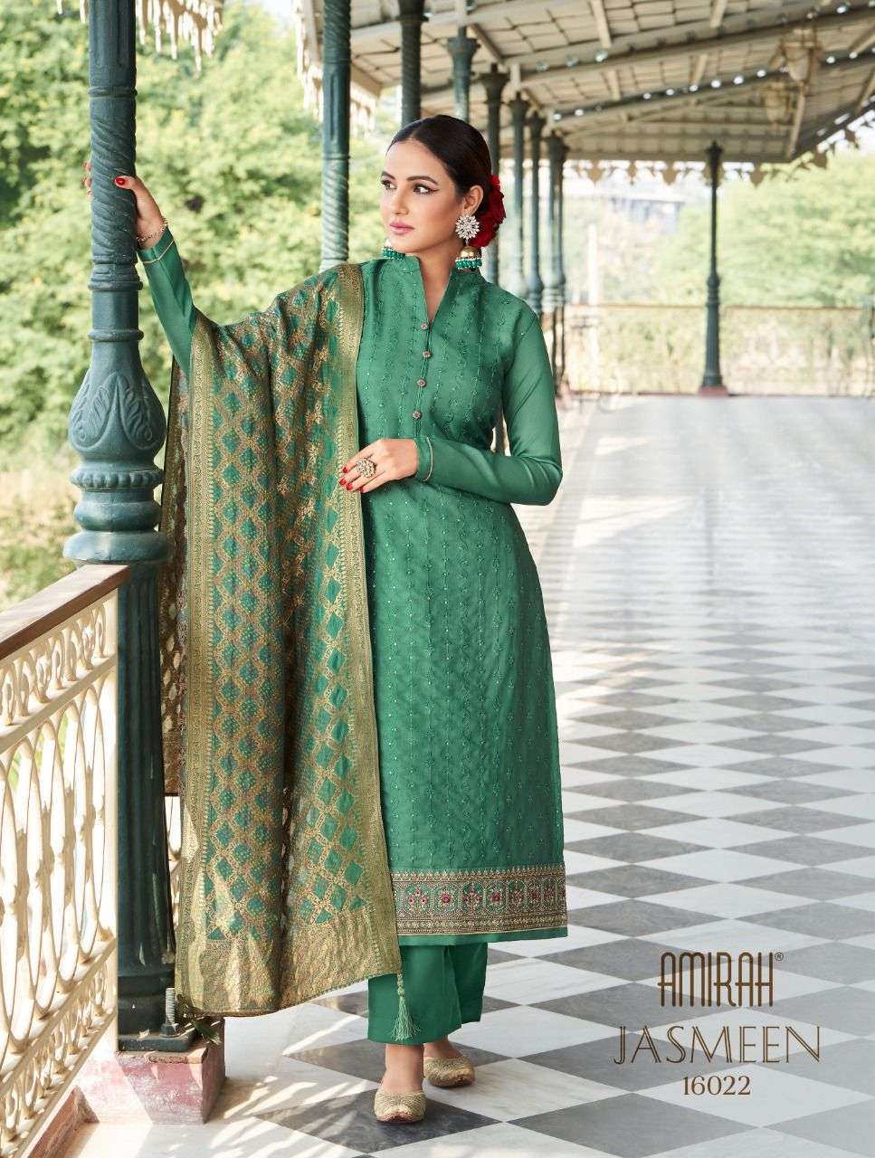 amirah jasmeen series 16021-16028 tussar satin suit 