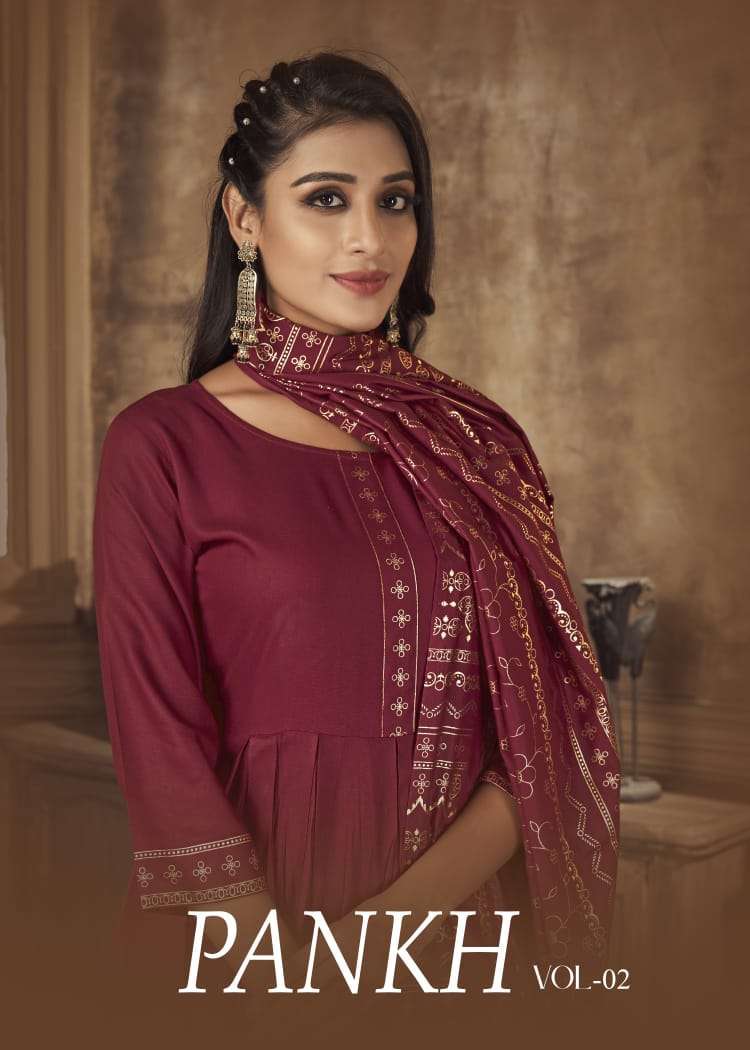 banwery pankh vol 2 series 2001-2005 heavy 14 kg rayon kurti with dupatta 