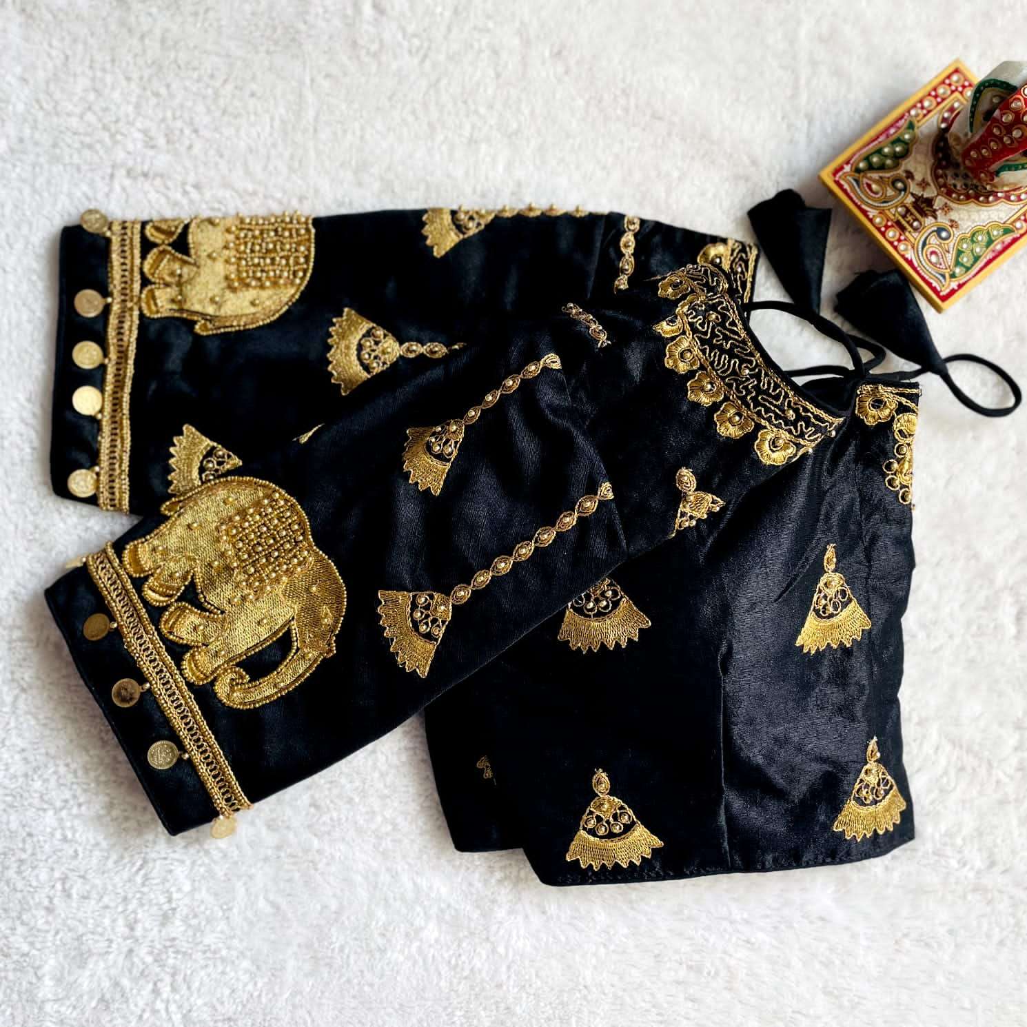 BT PRESENTS JARI CODING DORI HEAVY KHATLI WORK BLOUSE 
