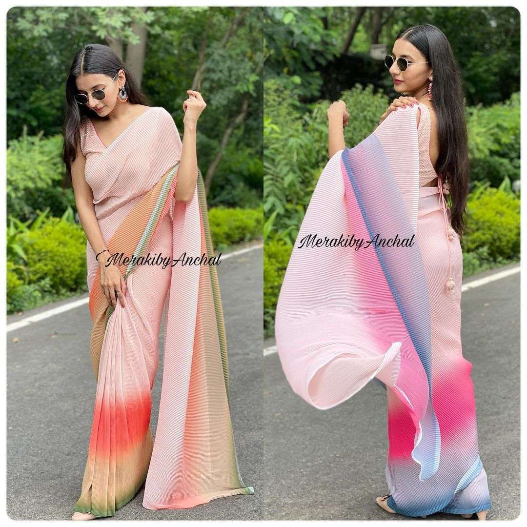 divya harnaaz georgette pedding with fancy blouse sarees