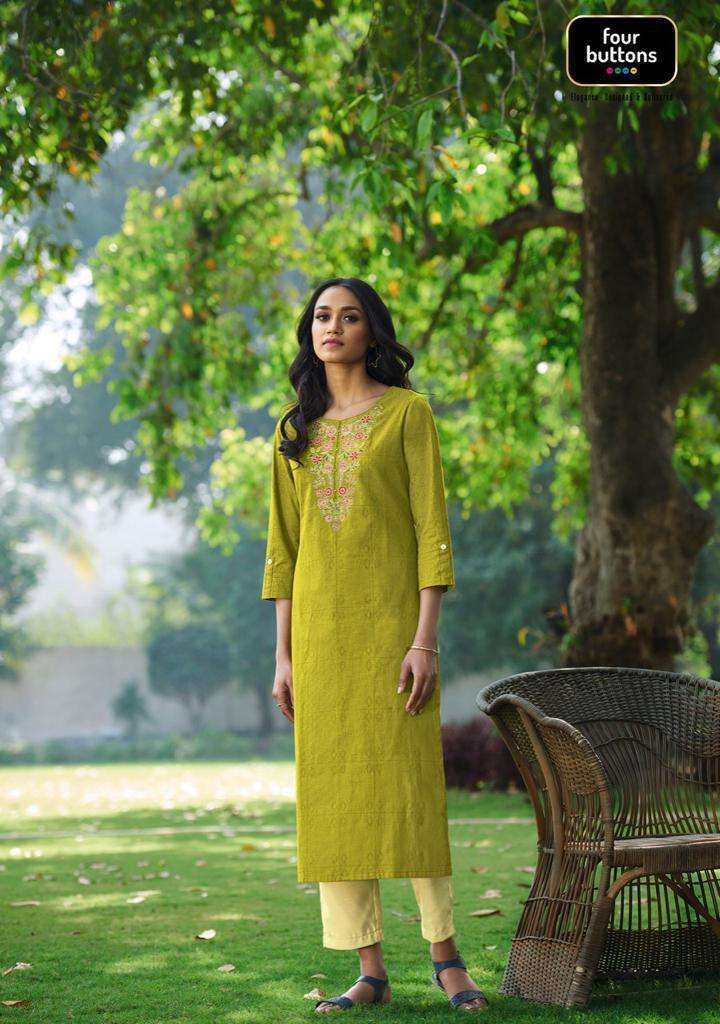 Four Buttons Basil Vol 2 series 3161-3168 pure cotton kurti 