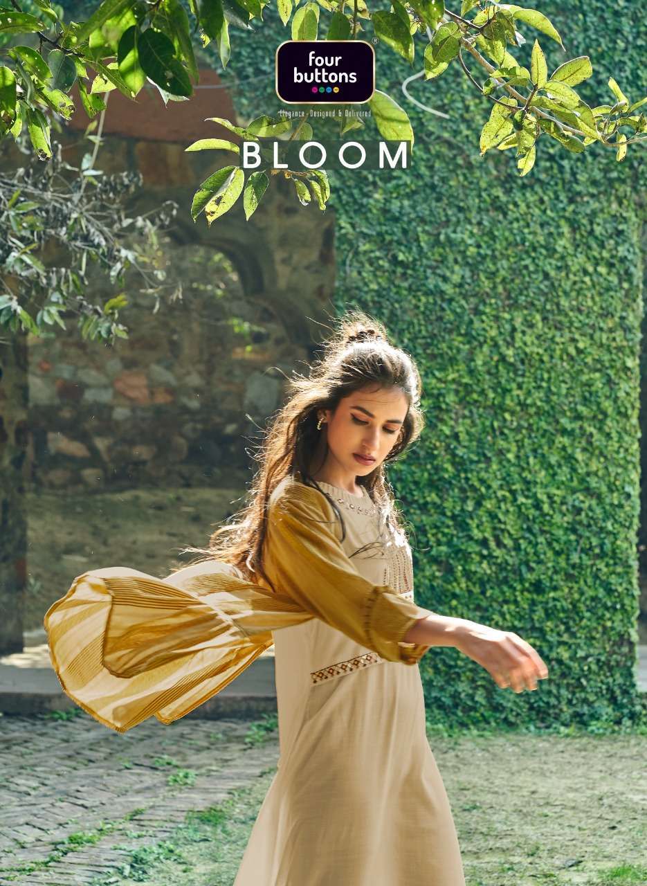 four buttons bloom series 1491-1494 pure cotton flex kurti with jacket