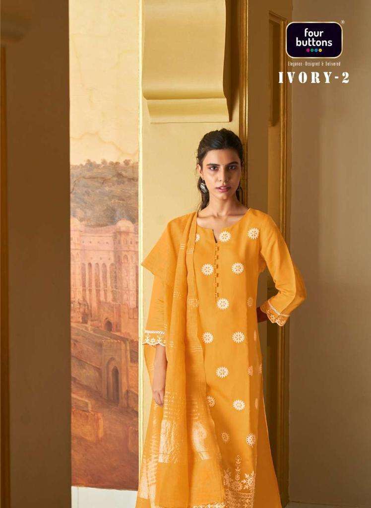 four buttons ivory 2 series 1761-1766 modal chanderi suit 