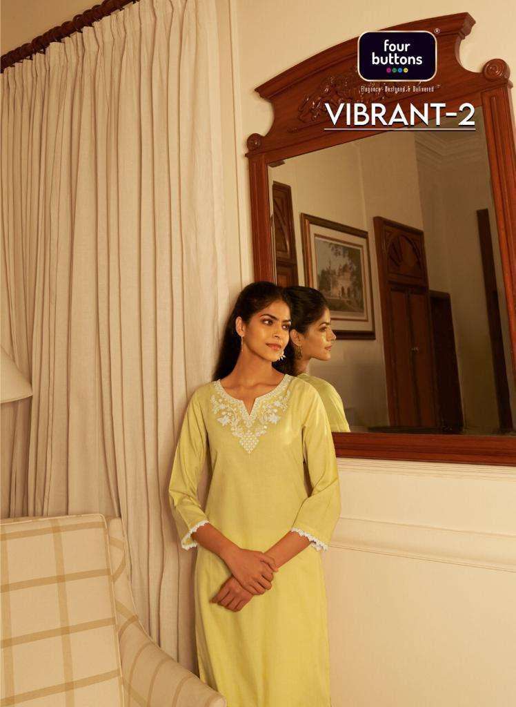 four buttons vibrant-2 series 1671-1676 lucknowi premium cotton kurti 