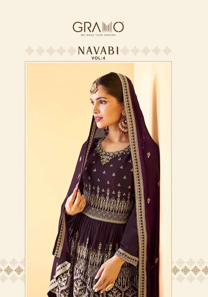 gramo navabi vol 4 series 128-131 heavy airtex faux georgette suit 