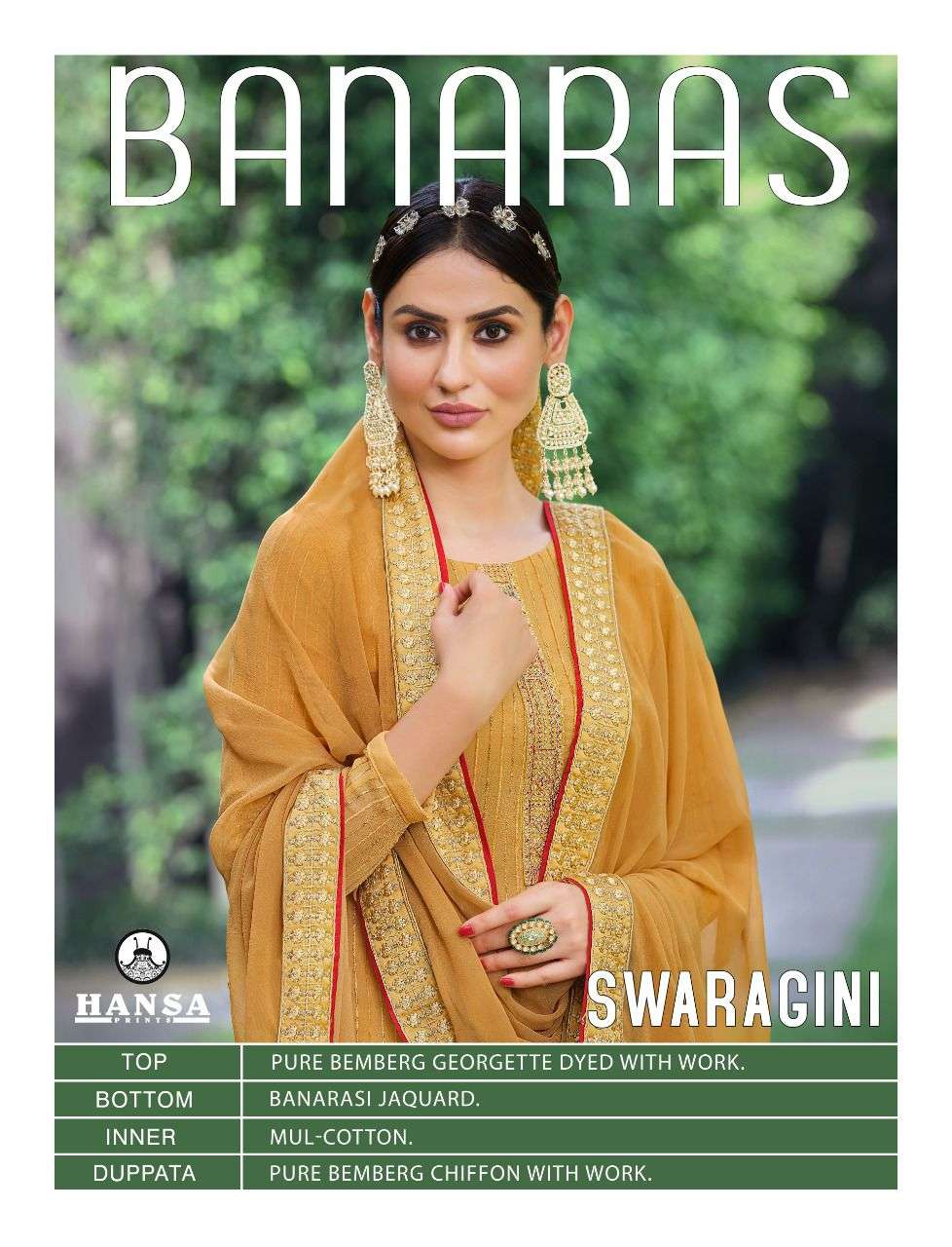 HANSA SWARAGINI DESIGNER PURE BEMBERG GEORGETTE SUIT 