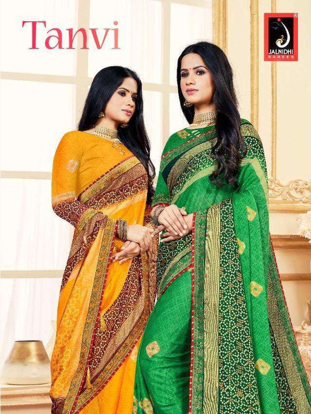 JALNIDHI TANVI SERIES 8901-8908 MOSS CHIFFON PURE BANDHANI SAREE