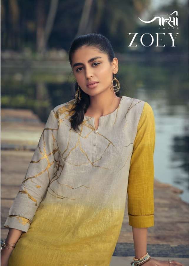 jansi zoey series 111-116 handloom cotton gold print kurti 