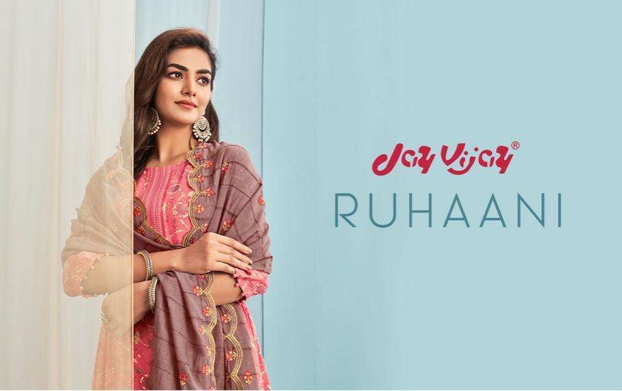 jay vijay ruhaani series 6071-6078 pure muslin digital print suit 
