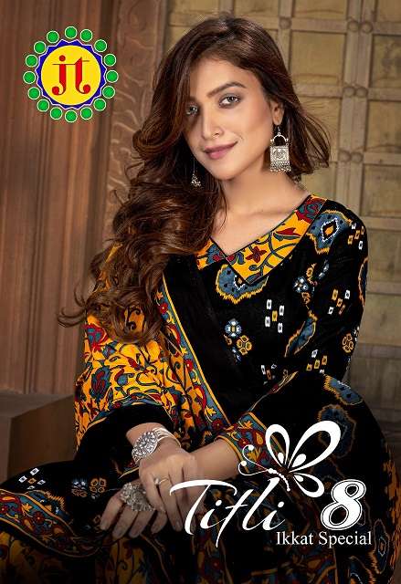 jt titli vol-8 series 8011-8012 ikkat cotton print suit 