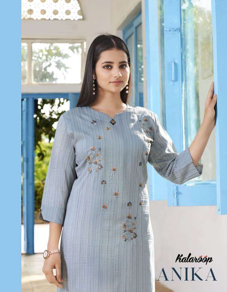 kalaroop anika series 12983-12986  Fancy Fabrics  With Embroidery Work kurti
