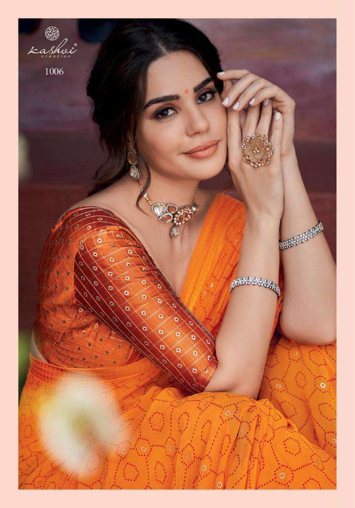 kashvi veda series 1001-1010  Georgette Jacquard Border saree
