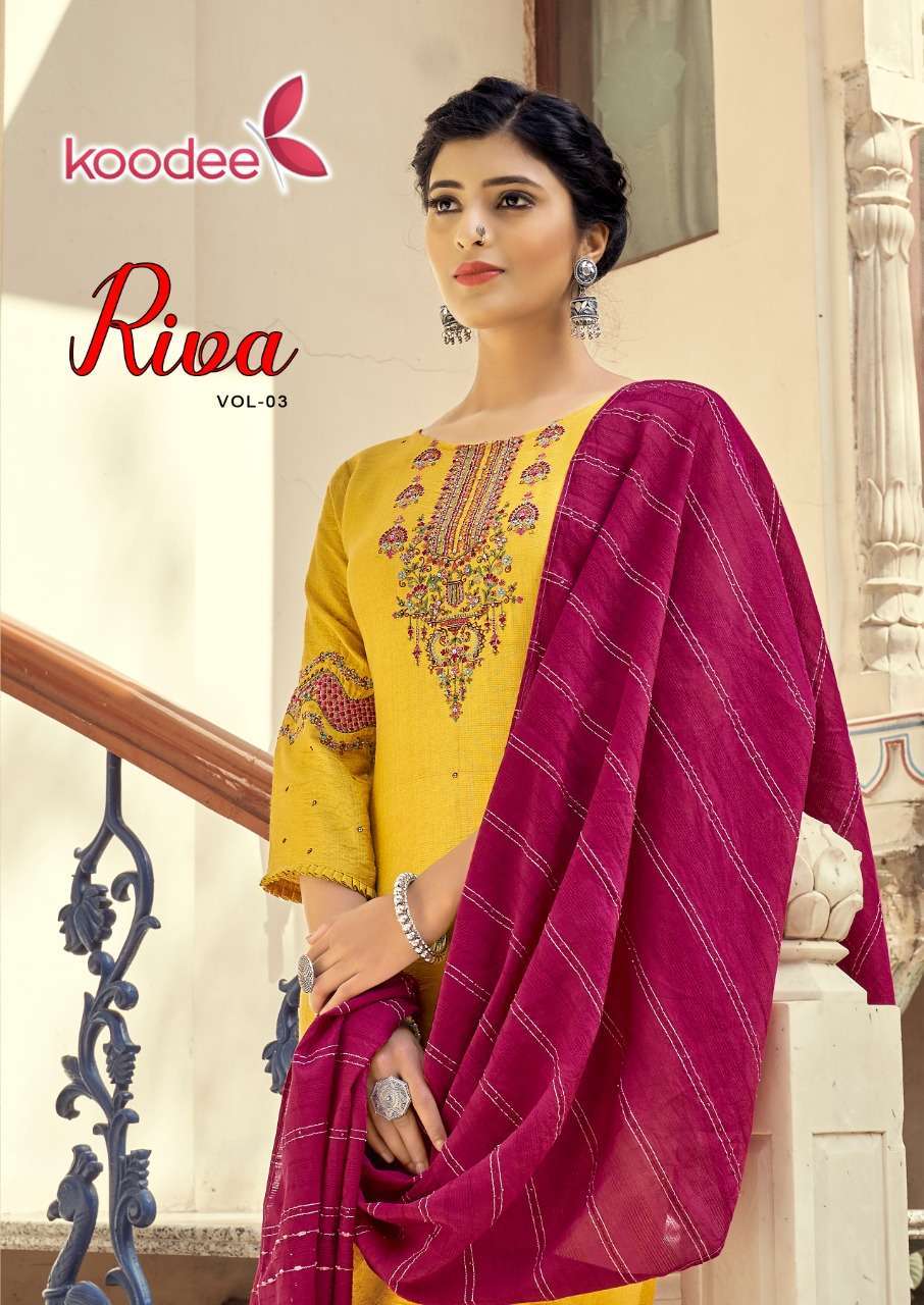 koodee riza vol 3 series 6031-6036 Viscose Slub readymade suit 