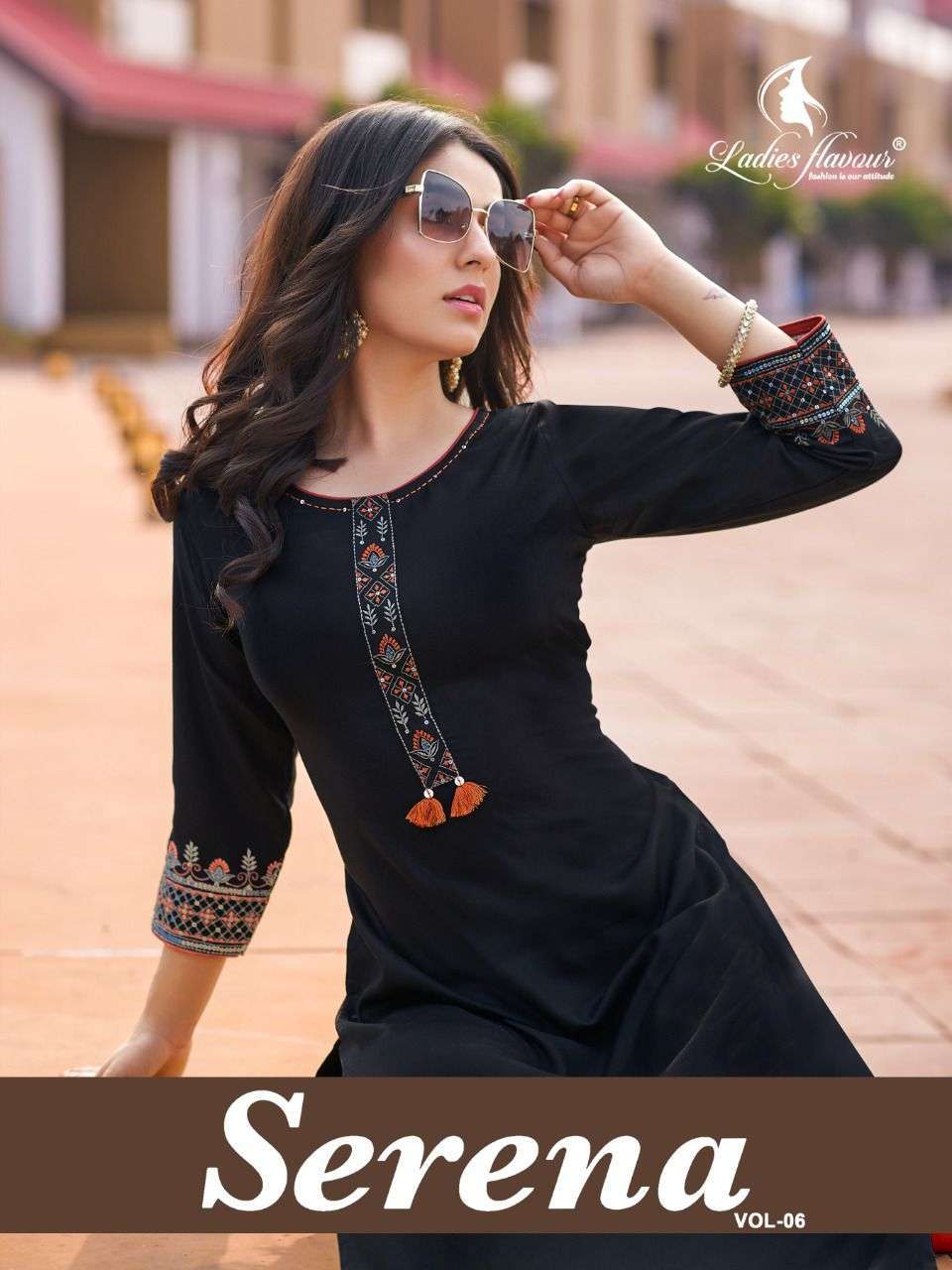 ladies flavour serena vol 6 series 1001-1006 14 kg rayon kurti