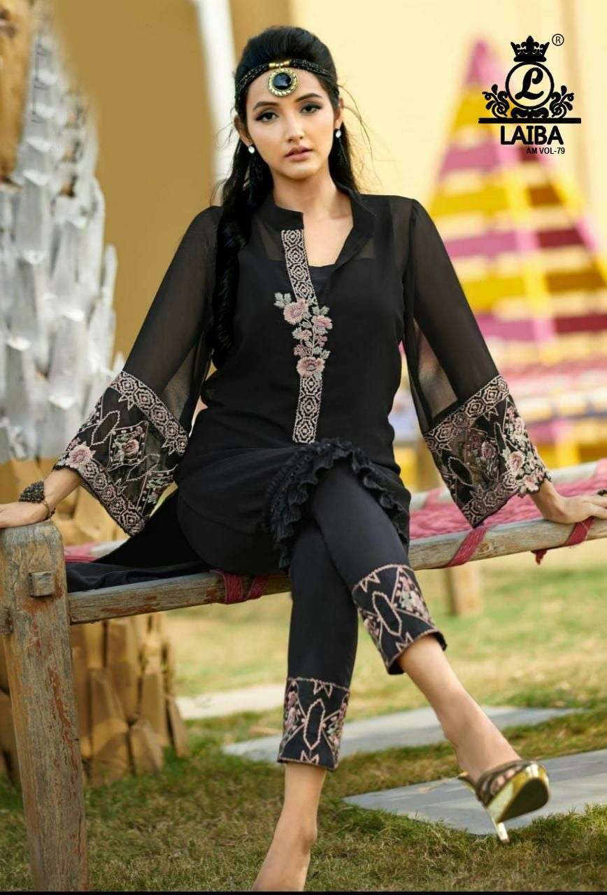 laiba am vol 79 pure georgette pakistani readymade kurti with pant