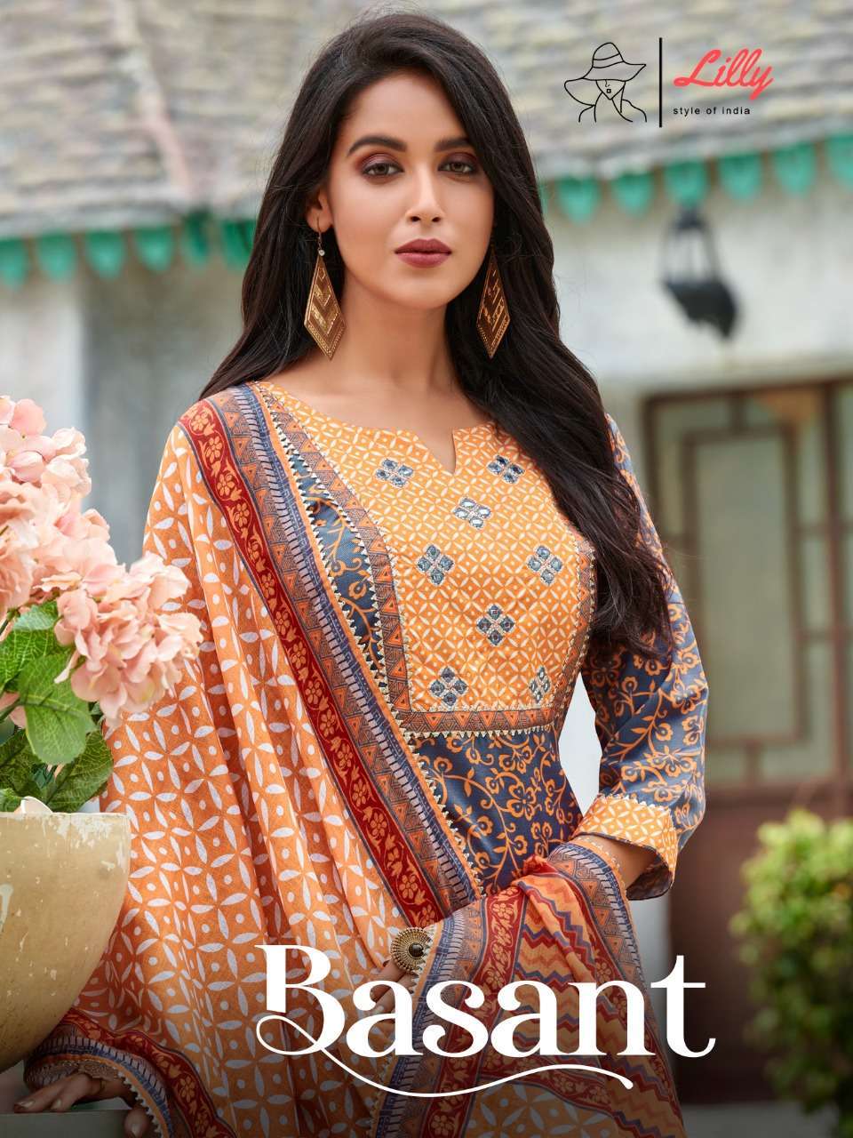 lilly basant series 101-104 linen cotton slub readymade suit